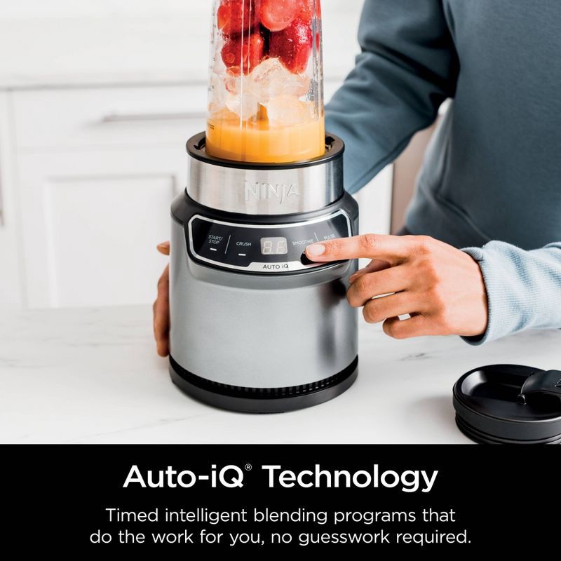 slide 2 of 12, Ninja Nutri-Blender Pro with Auto-iQ - BN401: 1100W Personal Smoothie Blender, Stainless Steel, 2 Cups, Dishwasher Safe, 1 ct
