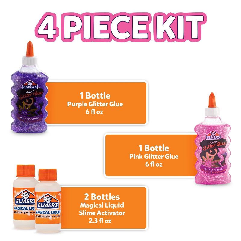 slide 2 of 8, Elmer's 4pk Fairy Dust Slime Kit with Glue & Activator Solution: Magical DIY Art Kit for Kids, Glitter Craft Activity, 4 ct