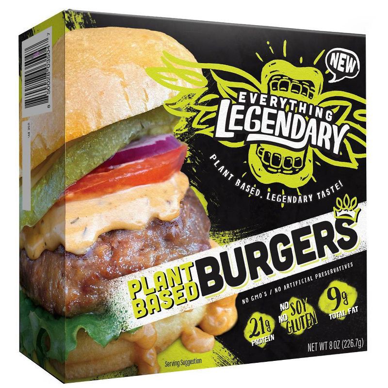slide 1 of 3, Everything Legendary Plant-Based Burger Patties - 8oz, 8 oz