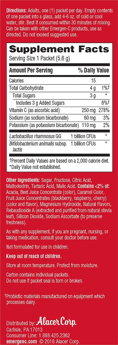 slide 5 of 11, Emergen-C Probiotics Plus Packets Raspberry Daily Immune Health 14 ea, 14 ct