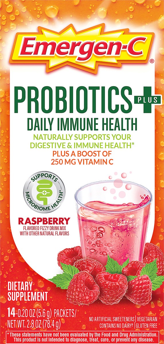 slide 10 of 11, Emergen-C Probiotics Plus Packets Raspberry Daily Immune Health 14 ea, 14 ct