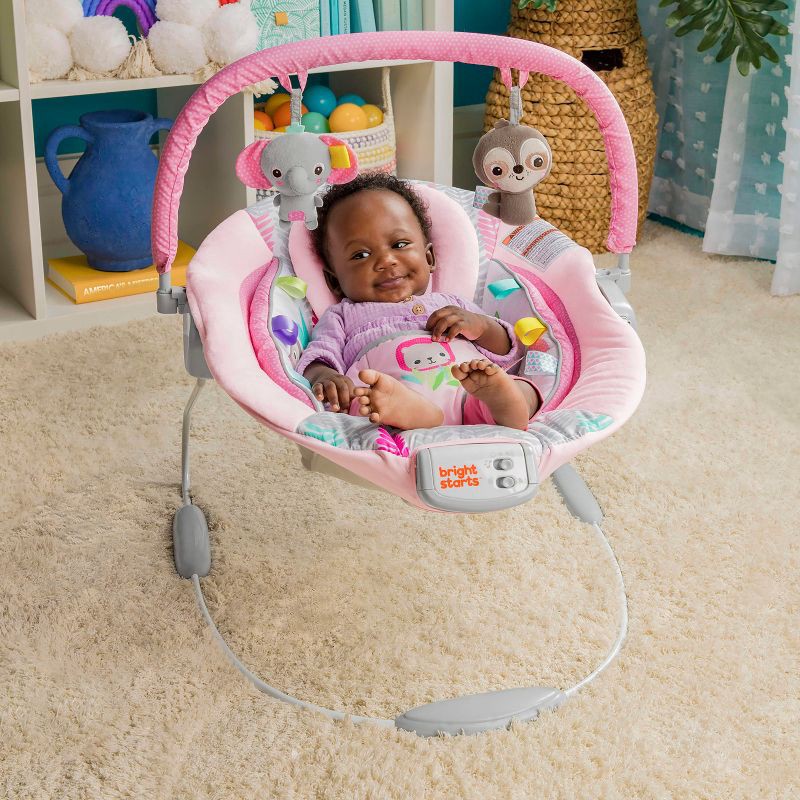 slide 8 of 11, Bright Starts Rosy Vines Comfy Baby Bouncer with Vibrating Infant Seat & Taggies, 1 ct