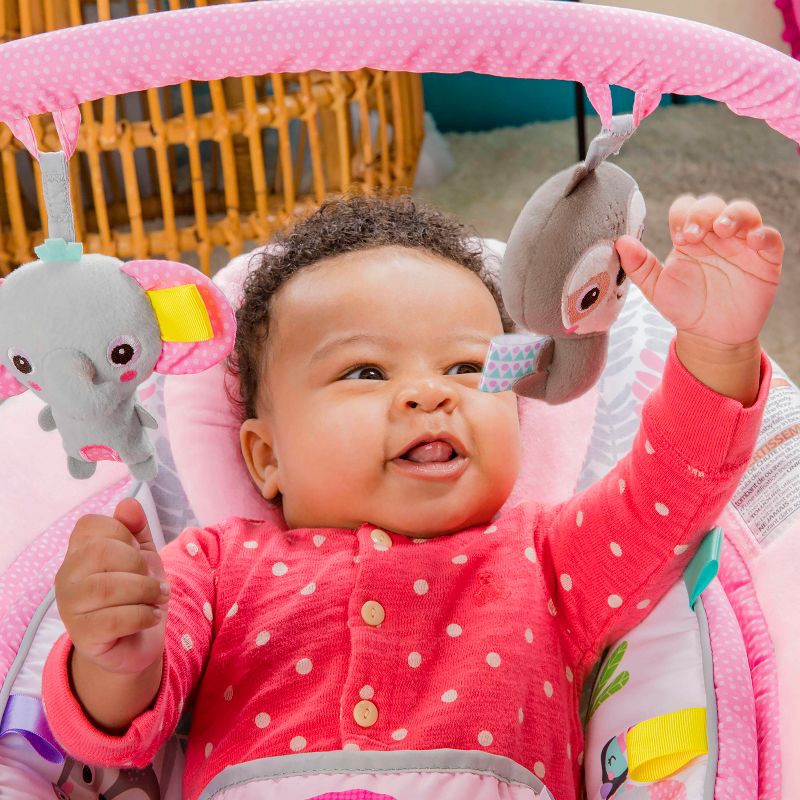 slide 7 of 11, Bright Starts Rosy Vines Comfy Baby Bouncer with Vibrating Infant Seat & Taggies, 1 ct