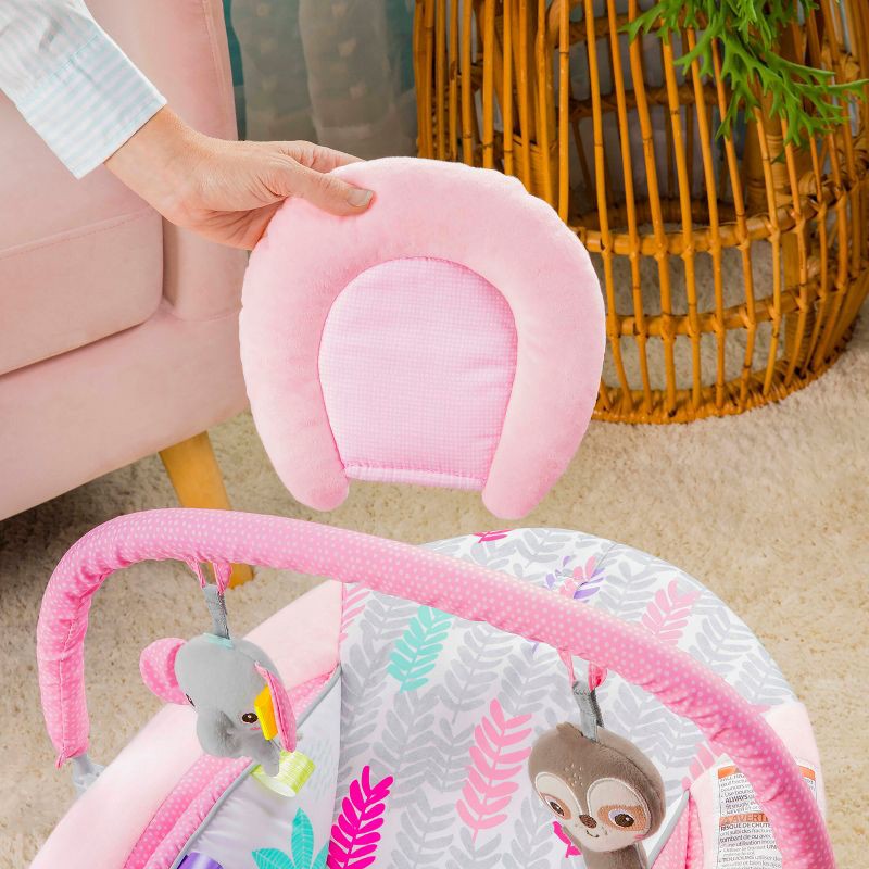 slide 6 of 11, Bright Starts Rosy Vines Comfy Baby Bouncer with Vibrating Infant Seat & Taggies, 1 ct