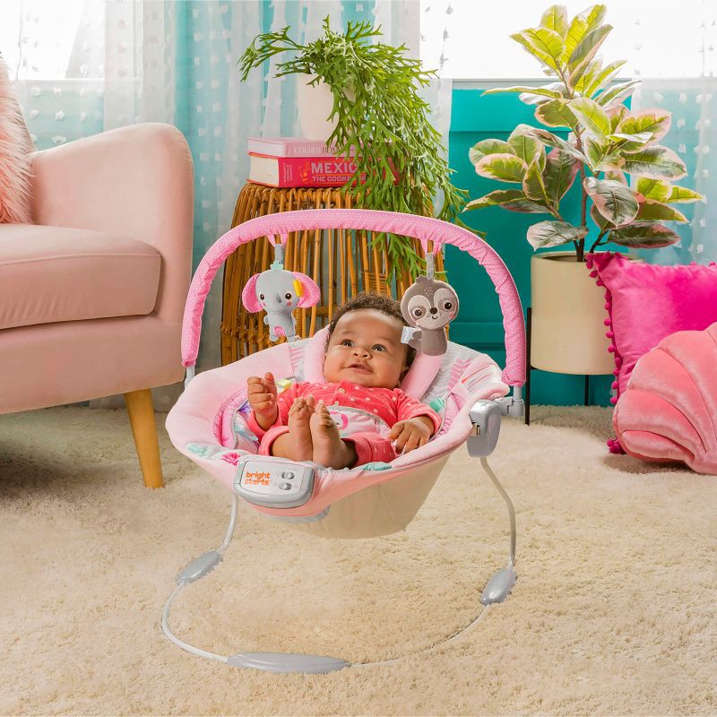 slide 4 of 11, Bright Starts Rosy Vines Comfy Baby Bouncer with Vibrating Infant Seat & Taggies, 1 ct