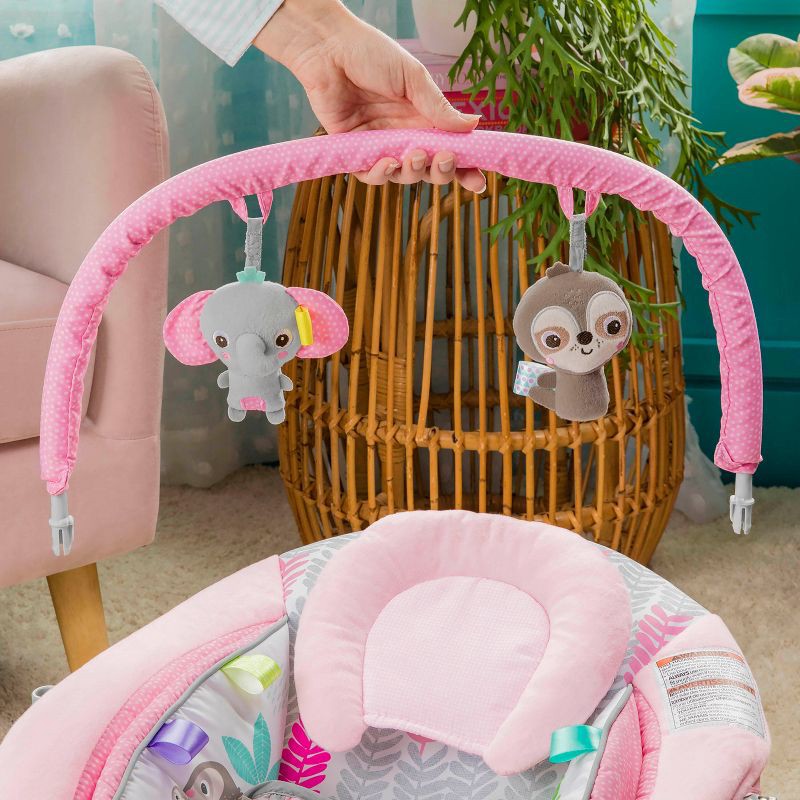 slide 11 of 11, Bright Starts Rosy Vines Comfy Baby Bouncer with Vibrating Infant Seat & Taggies, 1 ct