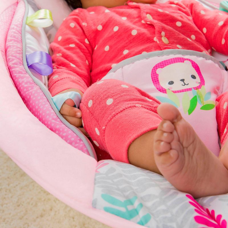 slide 5 of 11, Bright Starts Rosy Vines Comfy Baby Bouncer with Vibrating Infant Seat & Taggies, 1 ct
