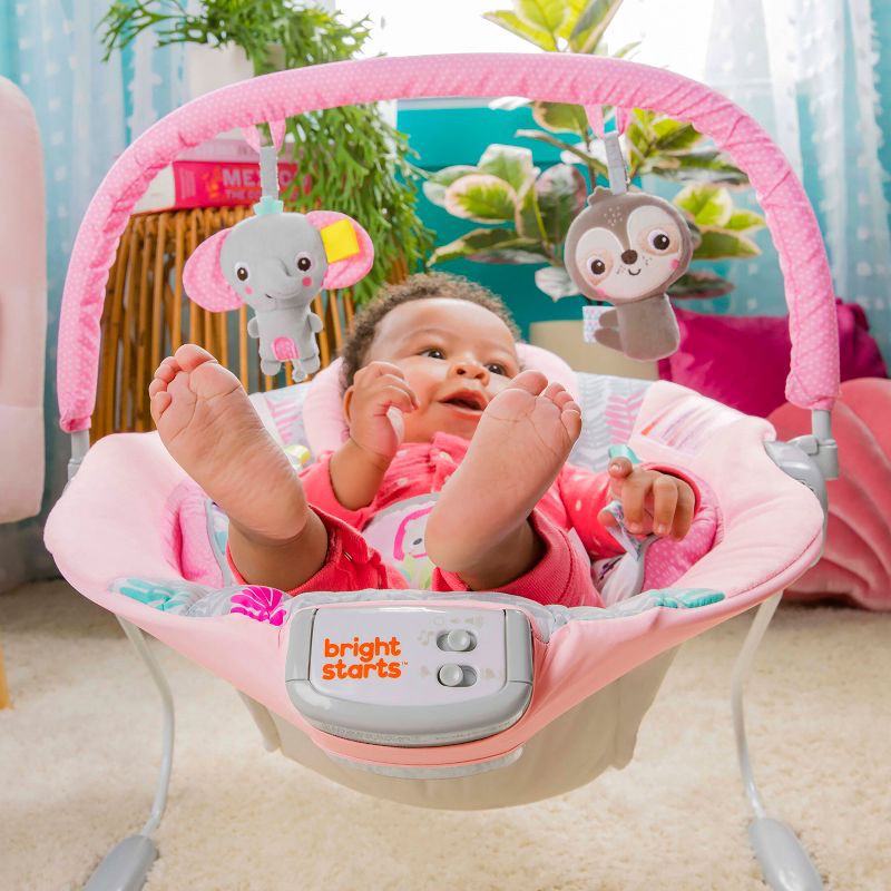 slide 10 of 11, Bright Starts Rosy Vines Comfy Baby Bouncer with Vibrating Infant Seat & Taggies, 1 ct