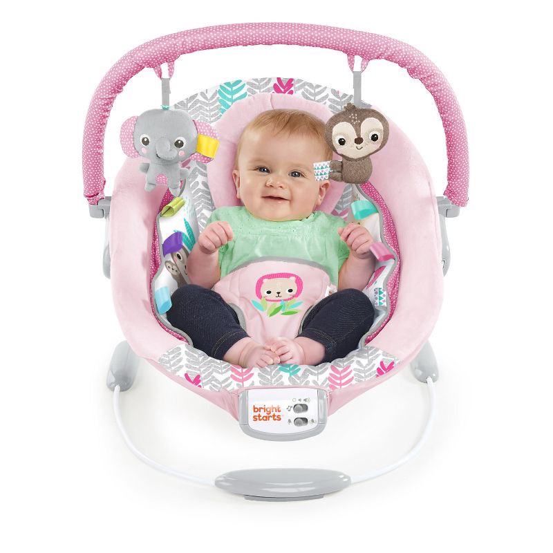 slide 1 of 11, Bright Starts Rosy Vines Comfy Baby Bouncer with Vibrating Infant Seat & Taggies, 1 ct