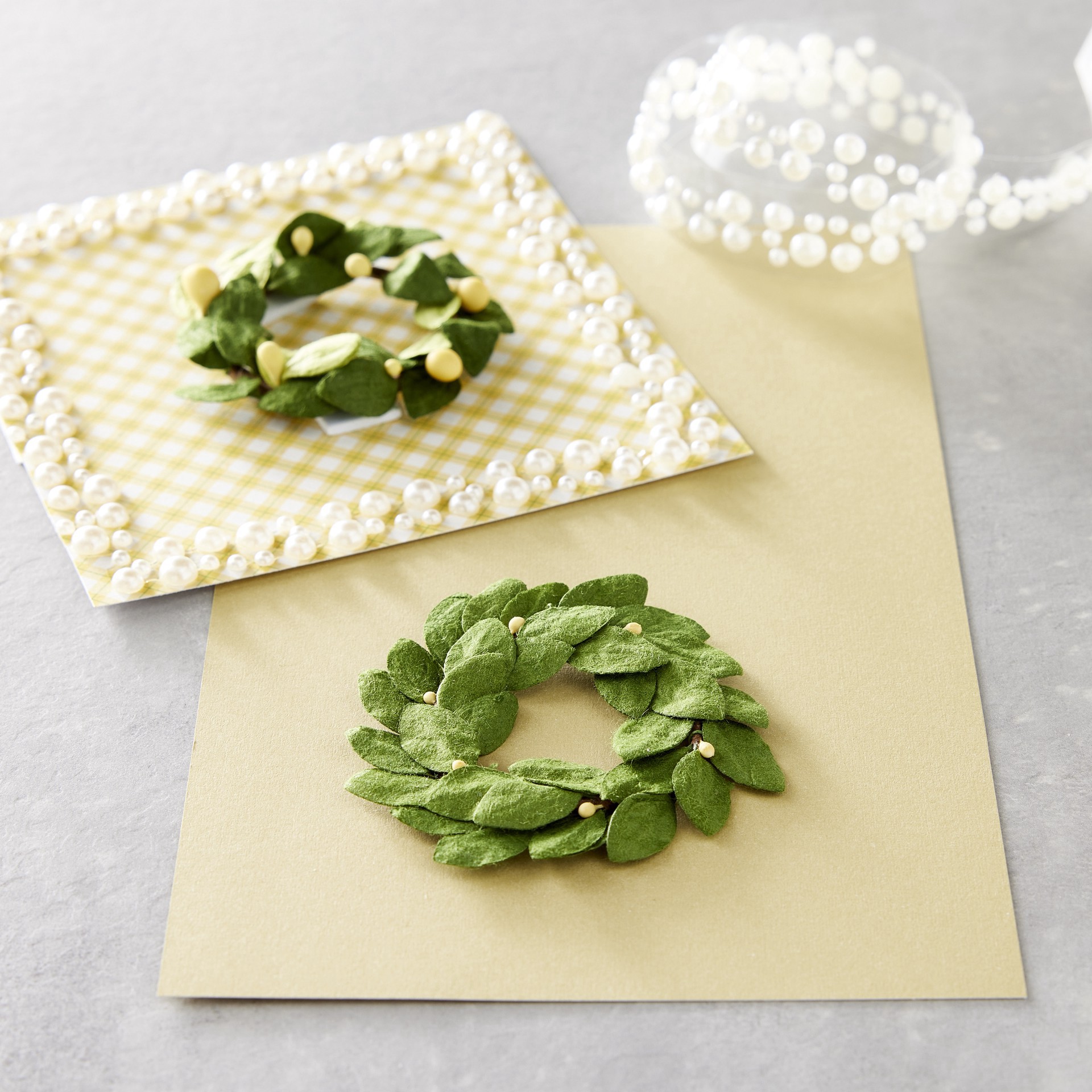 slide 2 of 3, Green Paper Wreath Embellishments By Recollections, 2.5 in x 2.5 in