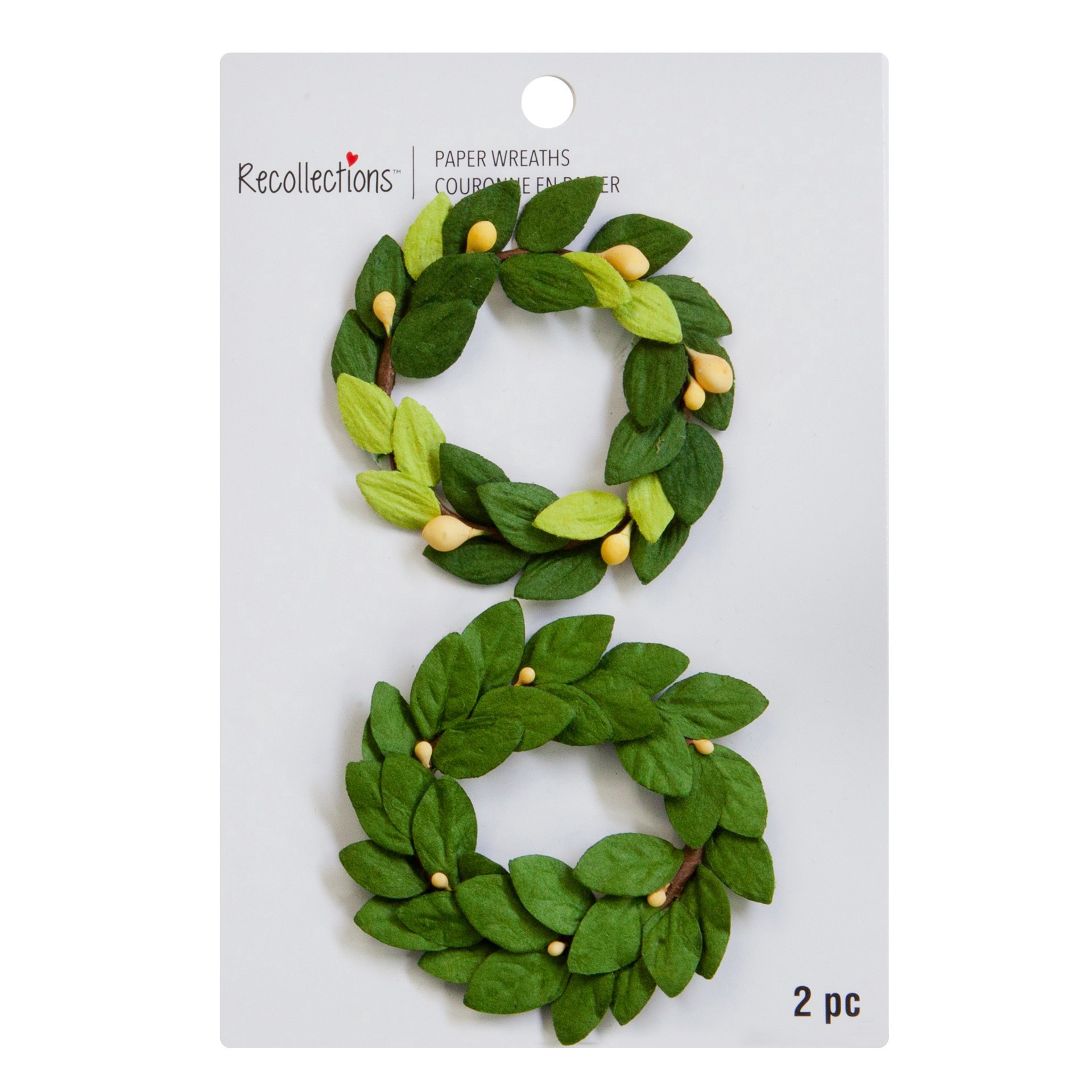 slide 3 of 3, Green Paper Wreath Embellishments By Recollections, 2.5 in x 2.5 in