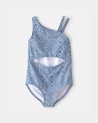Oshkosh Girls Bandana Floral 1-Piece Swimsuit - Blue - Size 12