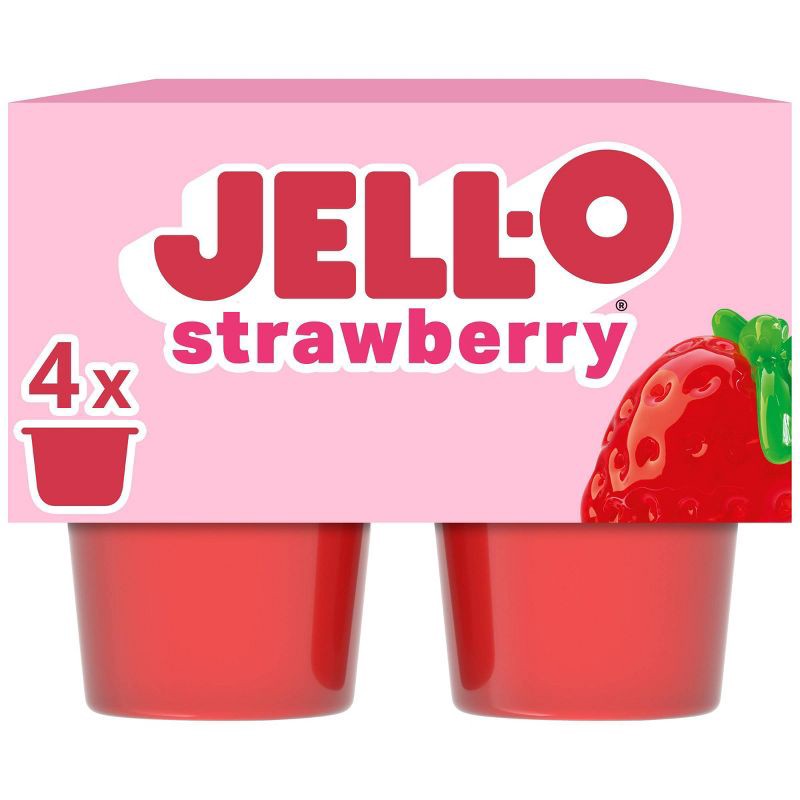 slide 1 of 7, Jell-O Original Strawberry Jello Cups Gelatin Snack - 13.5oz/4ct, 4 ct; 13.5 oz