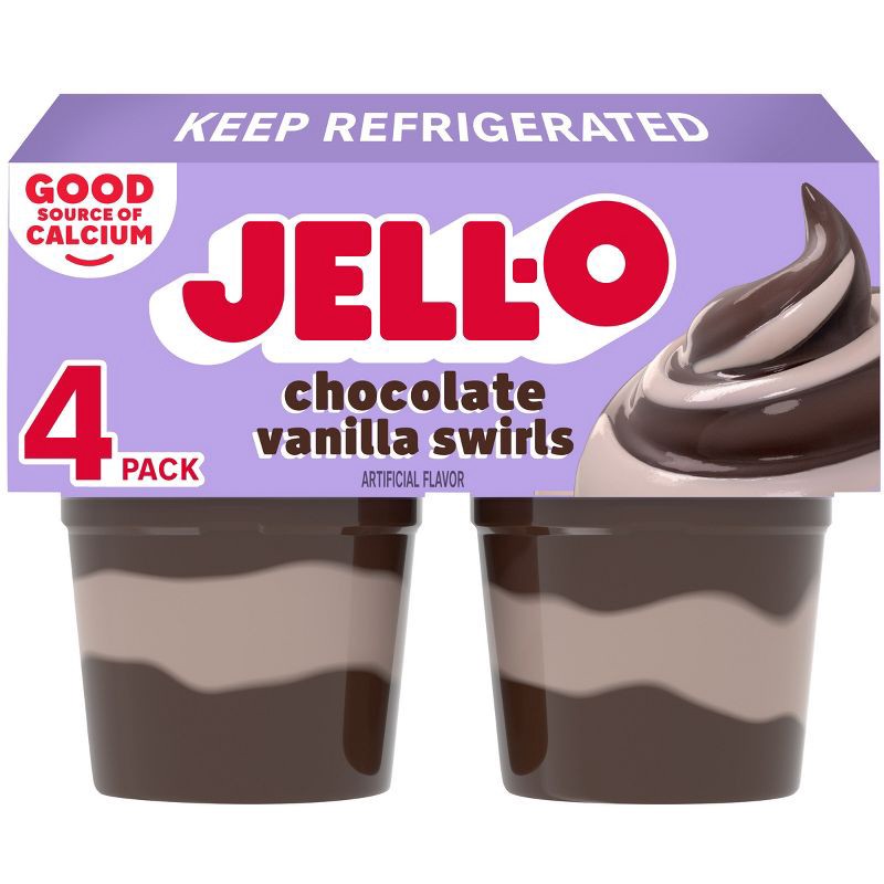 slide 1 of 7, Jell-O Original Chocolate Vanilla Swirls Pudding Cups Snack - 15.5oz/4ct, 4 ct; 15.5 oz