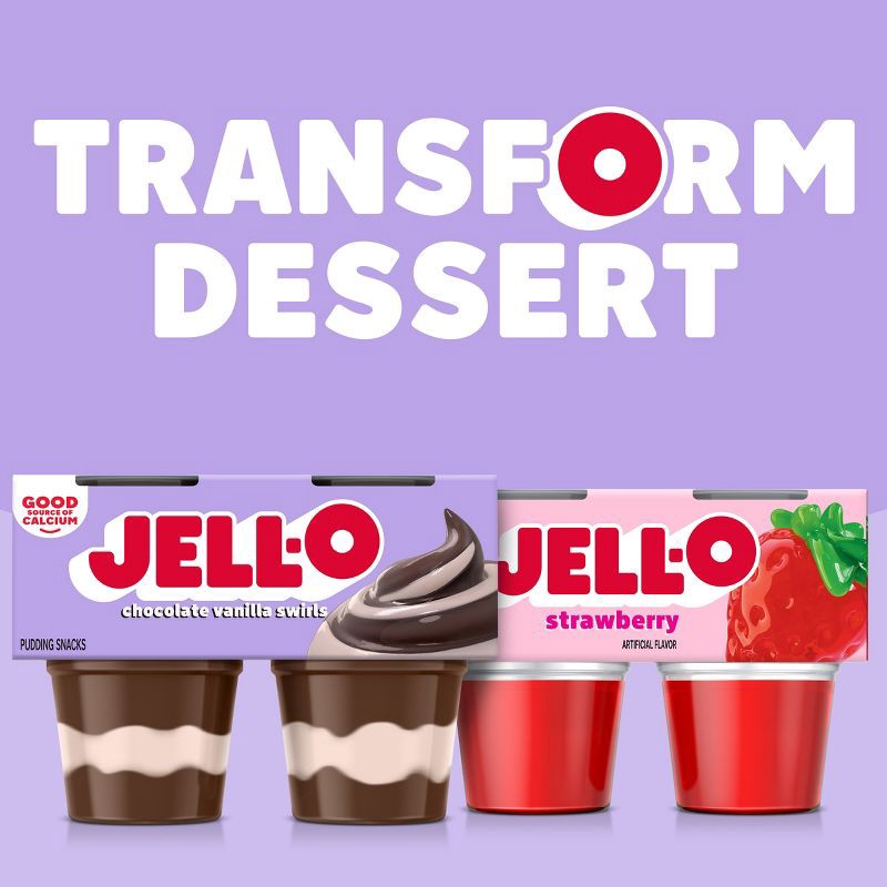 slide 4 of 7, Jell-O Original Chocolate Vanilla Swirls Pudding Cups Snack - 15.5oz/4ct, 4 ct; 15.5 oz