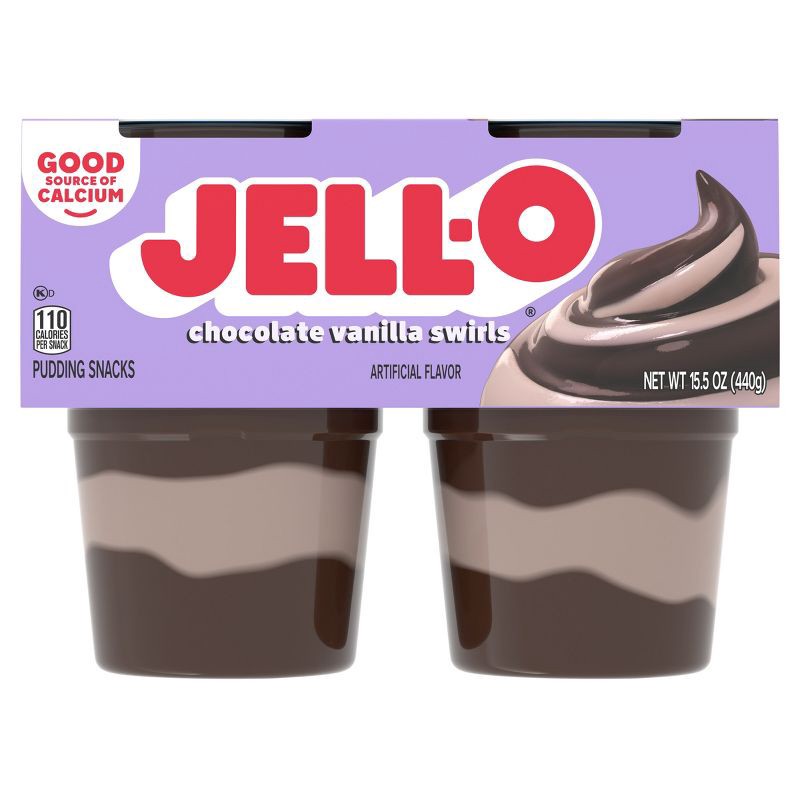 slide 6 of 7, Jell-O Original Chocolate Vanilla Swirls Pudding Cups Snack - 15.5oz/4ct, 4 ct; 15.5 oz