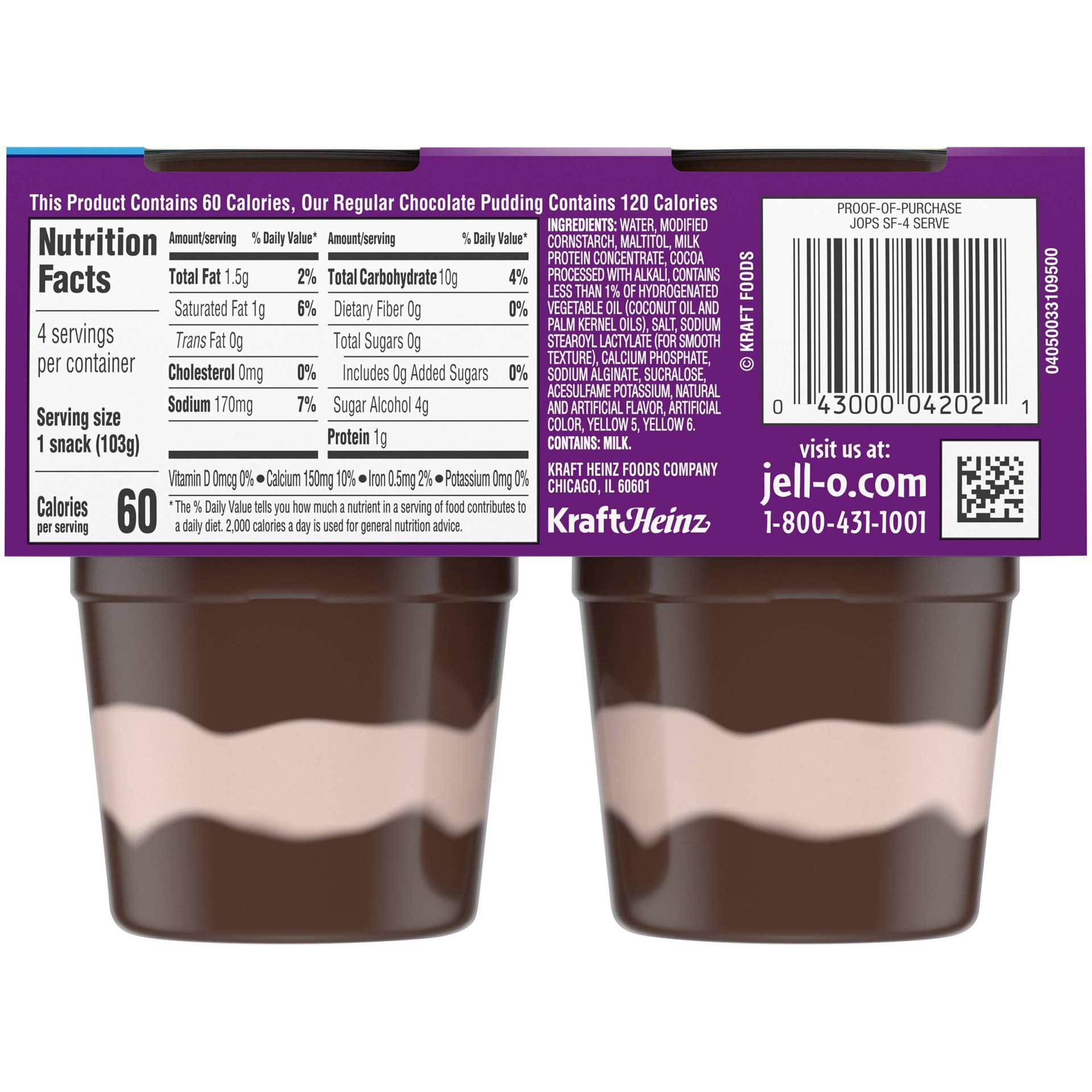 slide 3 of 11, Jell-O Chocolate Vanilla Swirls Sugar Free Ready-to-Eat Pudding Cups Snack Cups, 4 ct; 14.5 oz
