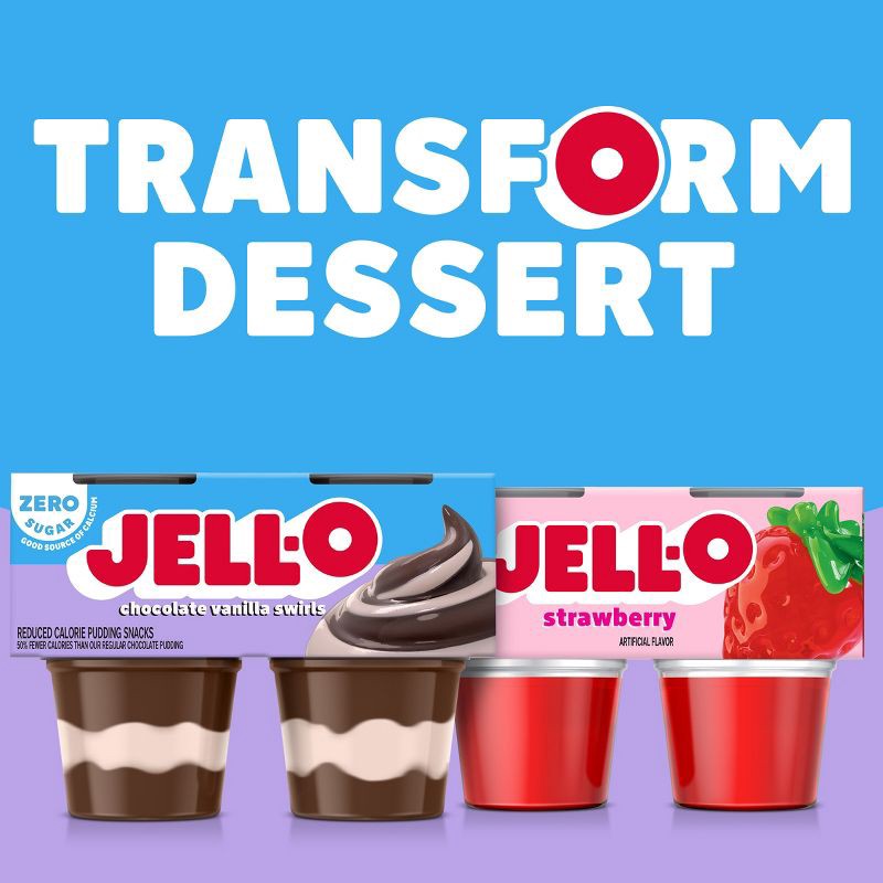 slide 7 of 11, Jell-O Chocolate Vanilla Swirls Sugar Free Pudding Cups Snack - 14.5oz/4ct, 14.5 oz, 4 ct