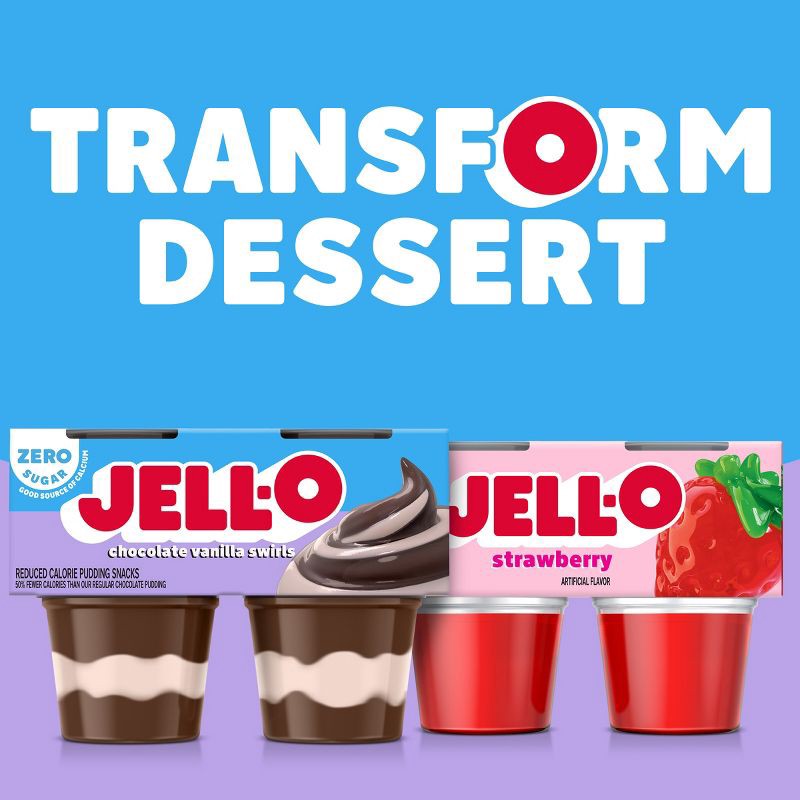 slide 8 of 8, Jell-O Chocolate Vanilla Swirls Sugar Free Pudding Cups Snack - 14.5oz/4ct, 14.5 oz, 4 ct