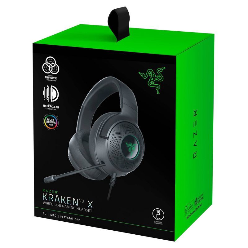slide 8 of 9, Razer Kraken V3 X Wired USB Gaming Headset for PC: Ideal for PlayStation 4, Foam Cushions, 1 ct