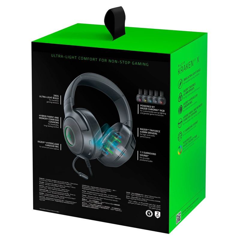 slide 9 of 9, Razer Kraken V3 X Wired USB Gaming Headset for PC: Ideal for PlayStation 4, Foam Cushions, 1 ct