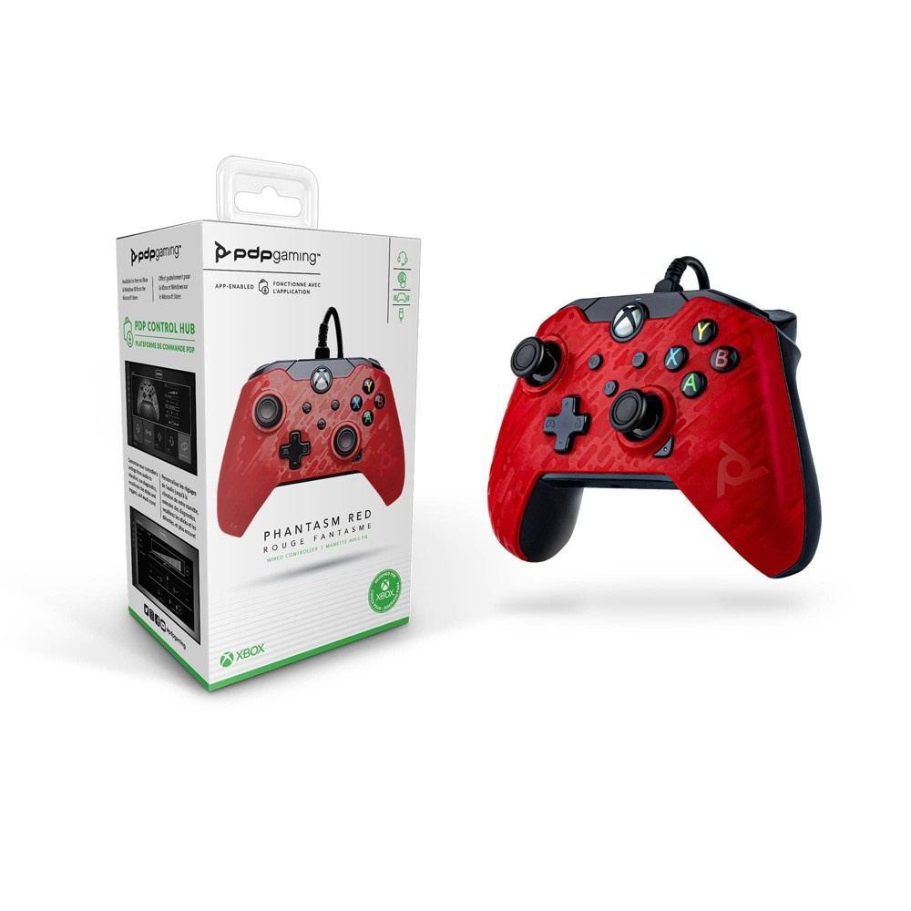 slide 8 of 9, PDP Wired Gaming Controller for Xbox Series X|S/Xbox One - Phantasm Red, 1 ct