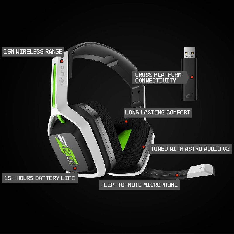 slide 6 of 10, Astro A20 Bluetooth Wireless Gaming Headset for Xbox Series X|S/Xbox One: Adjustable Headband, USB-C Connection, 1 ct