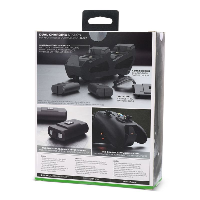 slide 8 of 9, PowerA Dual Charging Station for Xbox Series X|S/Xbox One Wireless Controllers - Black: Charge Indicator Light, 1 ct