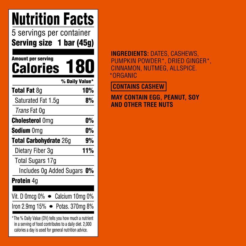 slide 5 of 5, Pumpkin Pie Date and Nut Bar - 5ct - Good & Gather™, 5 ct