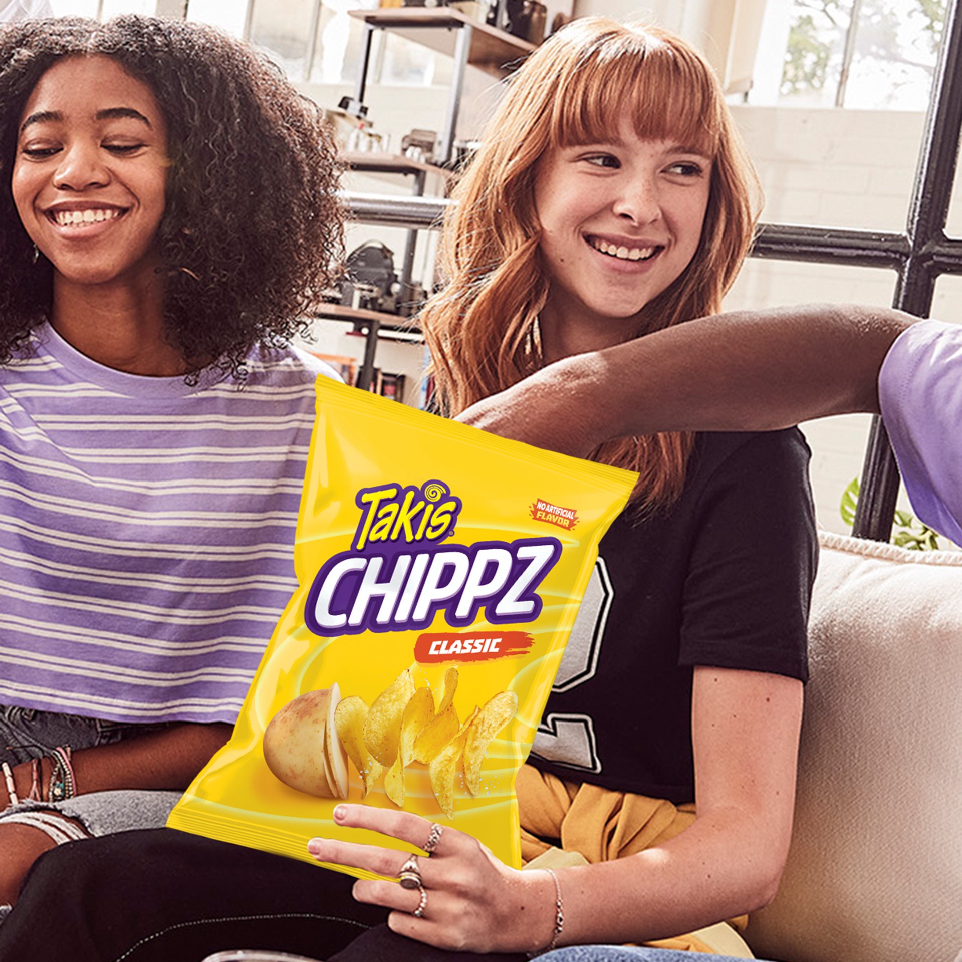 slide 7 of 8, Takis Classic Chippz 2.5 oz Snack Size Bag, Salt Flavored Non-Spicy Salty Thin-Cut Potato Chips, 2.5 oz