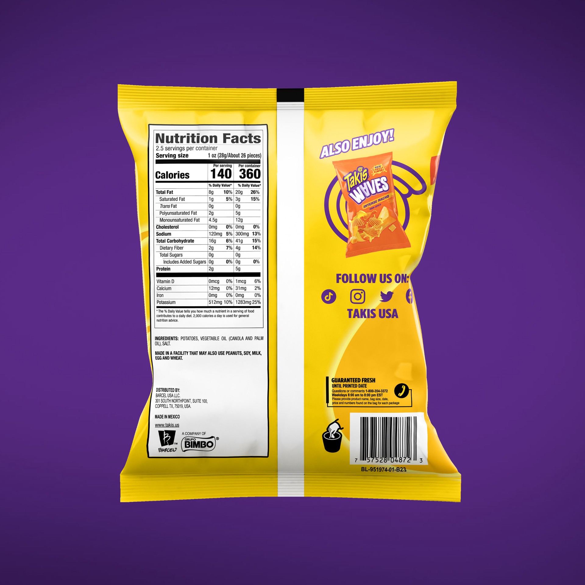 slide 2 of 8, Takis Classic Chippz 2.5 oz Snack Size Bag, Salt Flavored Non-Spicy Salty Thin-Cut Potato Chips, 2.5 oz