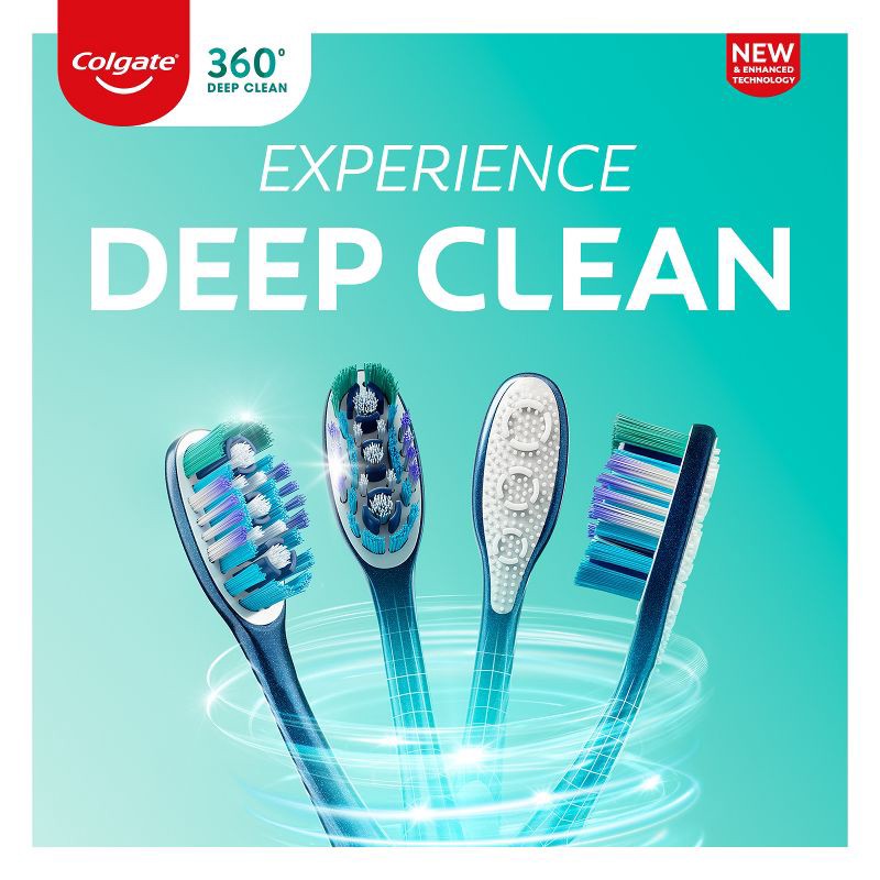 slide 3 of 9, Colgate 360 Toothbrush with Tongue and Cheek Cleaner Medium - 4ct, 4 ct