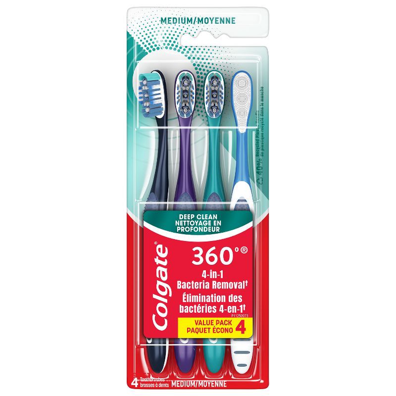 slide 7 of 13, Colgate 360 Deep Clean Manual Toothbrush - Medium - 4ct, 4 ct