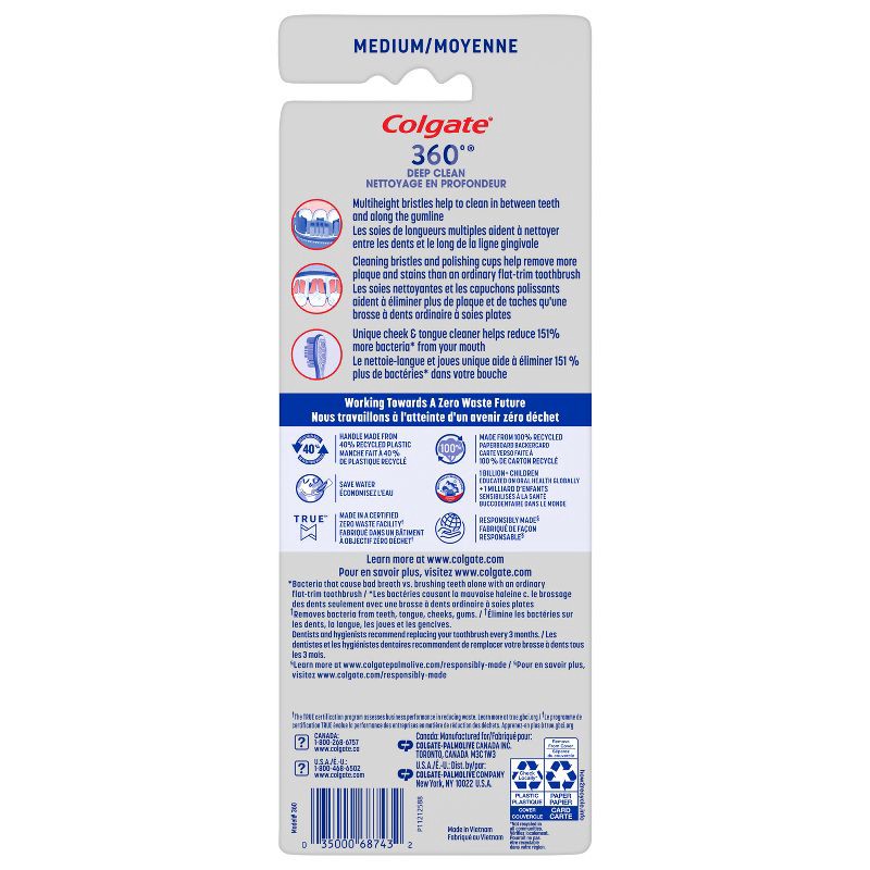 slide 8 of 13, Colgate 360 Deep Clean Manual Toothbrush - Medium - 4ct, 4 ct