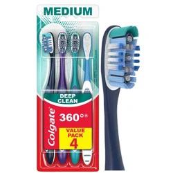 Colgate 360 Deep Clean Manual Toothbrush - Medium - 4ct