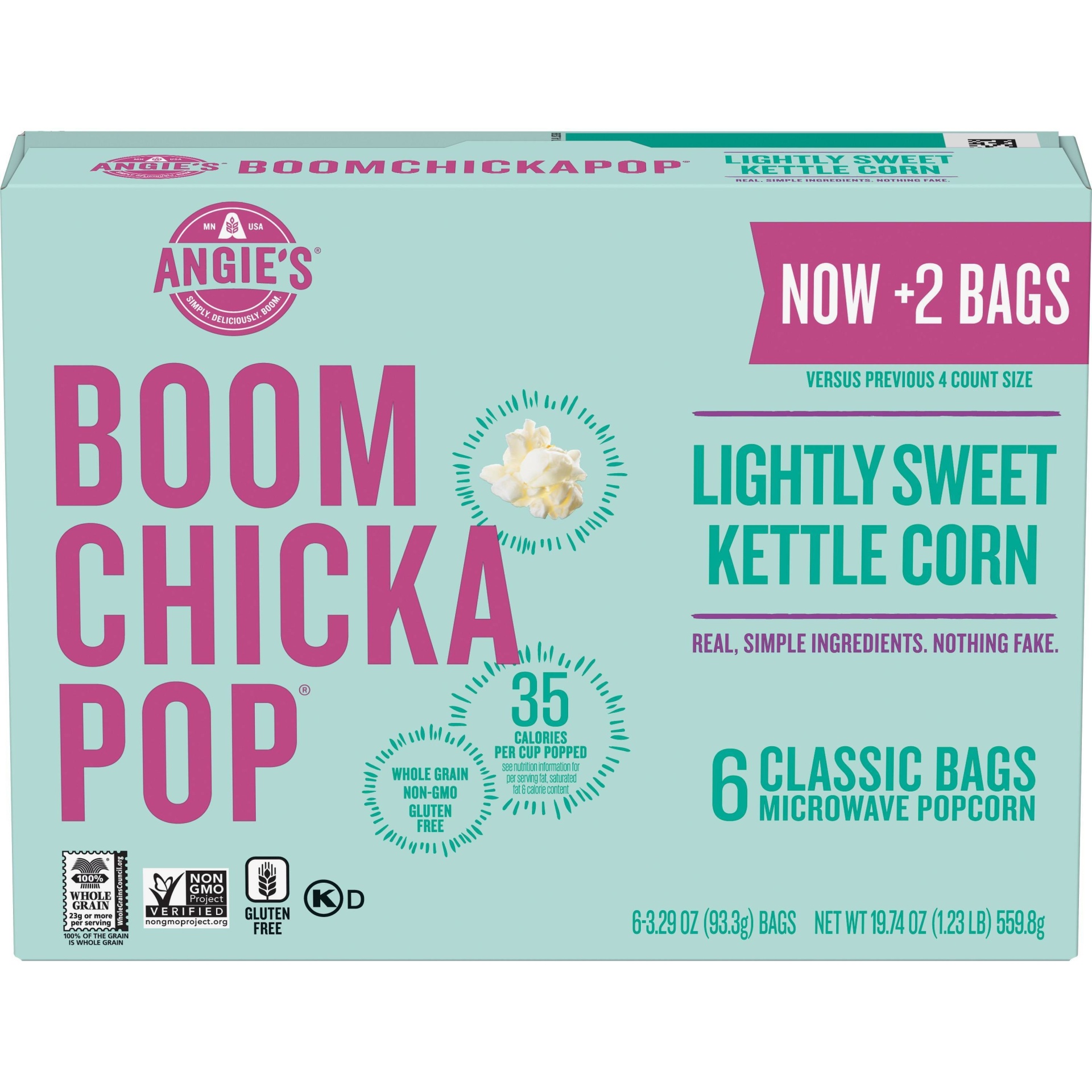 slide 1 of 3, Angie's Boomchickapop Lightly Sweet Kettle Corn - 6pk, 6 ct