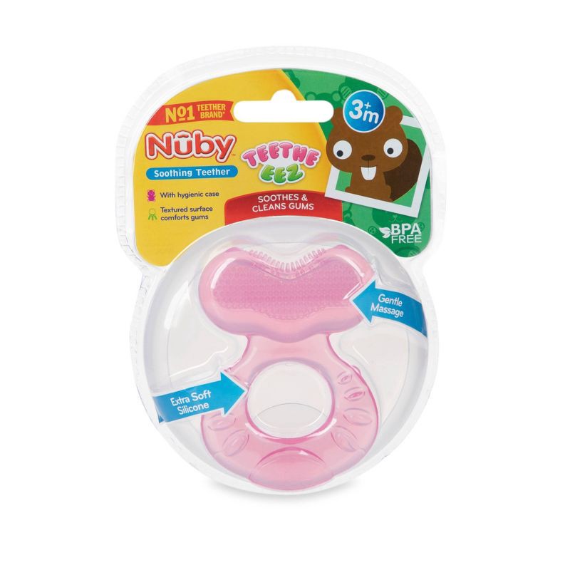 slide 1 of 4, Nuby Stage 1 Teether - Pink, 1 ct