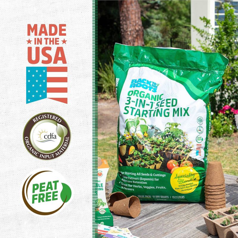 slide 3 of 13, Back to the Roots 12qt Organic Seed Starting Mix Potting Soil, 12 qt
