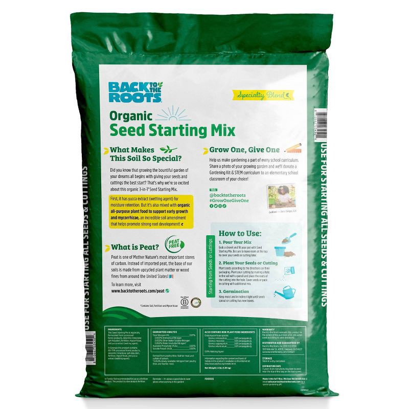 slide 11 of 13, Back to the Roots 12qt Organic Seed Starting Mix Potting Soil, 12 qt