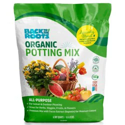 Back to the Roots 6qt Organic Potting Mix All Purpose: OMRI Certified, for Patio & Garden