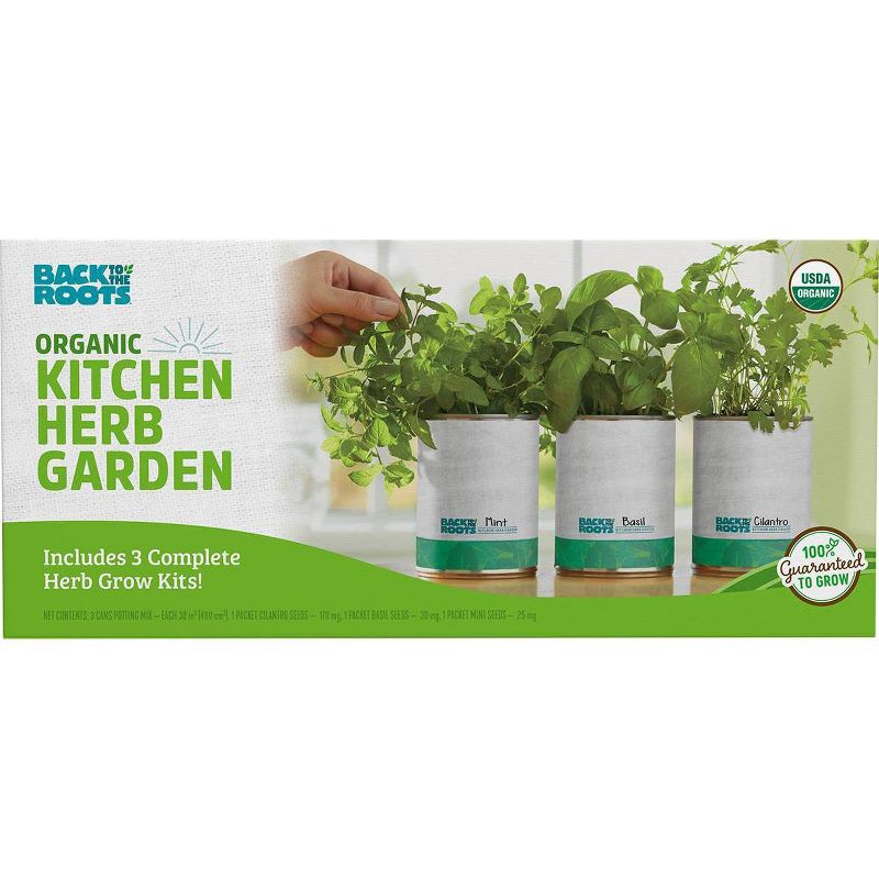 slide 1 of 7, Back to the Roots 3pk Organic Kitchen Herb Garden Seed Kits: Mint, Grow Can, Full Sun Required, 3 ct