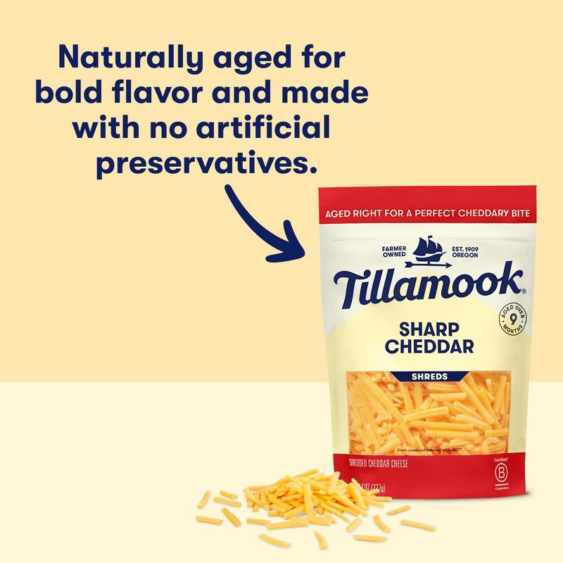 slide 3 of 8, Tillamook Sharp Cheddar Finely Shredded Cheese - 8oz, 8 oz