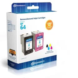 Remanufactured Black/Tri-Color 2-Pack Standard Ink Cartridges - Compatible with HP 64 Ink Series (X4) - Dataproducts