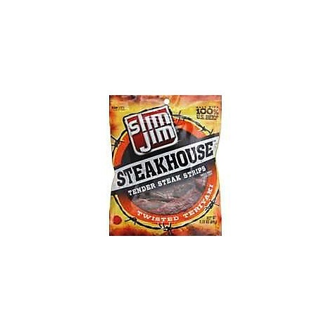 slide 1 of 1, Slim Jim Steakhouse Steak Strips Twisted Teriyaki, 3.15 oz