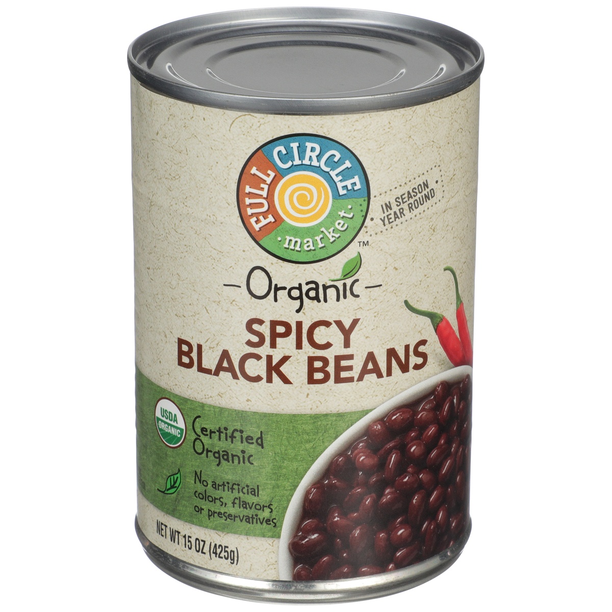 slide 1 of 1, Full Circle Market Spicy Black Beans, 15 oz