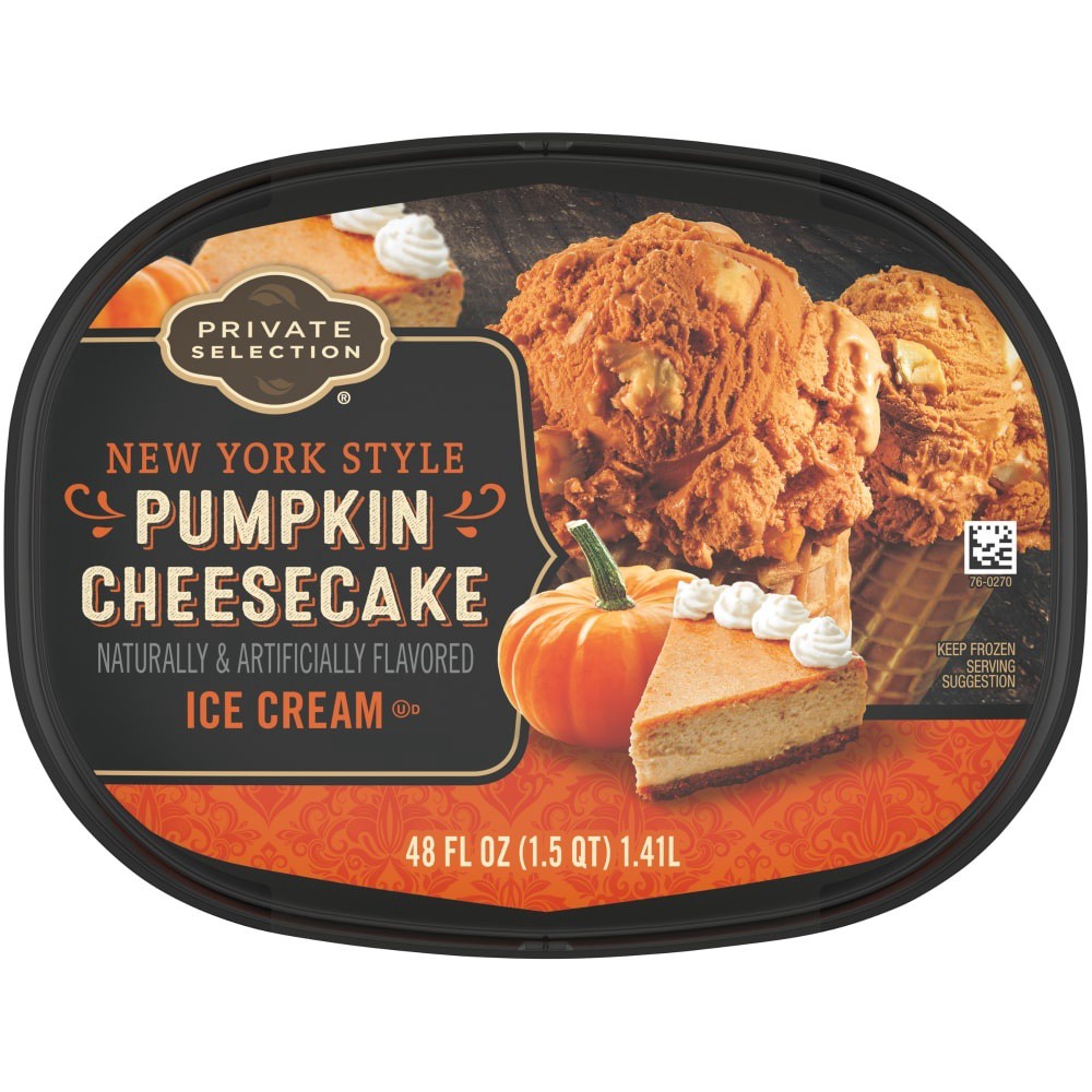 slide 4 of 6, Private Selection New York Style Pumpkin Cheesecake Ice Cream, 48 fl oz