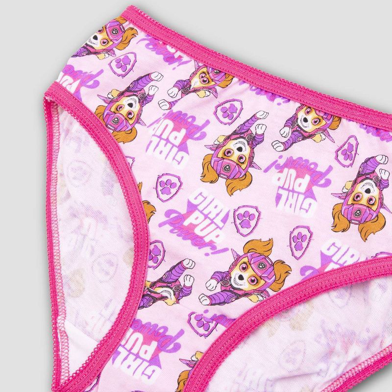 slide 3 of 4, Girls' PAW Patrol 7pk Underwear - 4: Cotton Briefs, Full Waistband Elastic, Classic Patterns, 7 ct