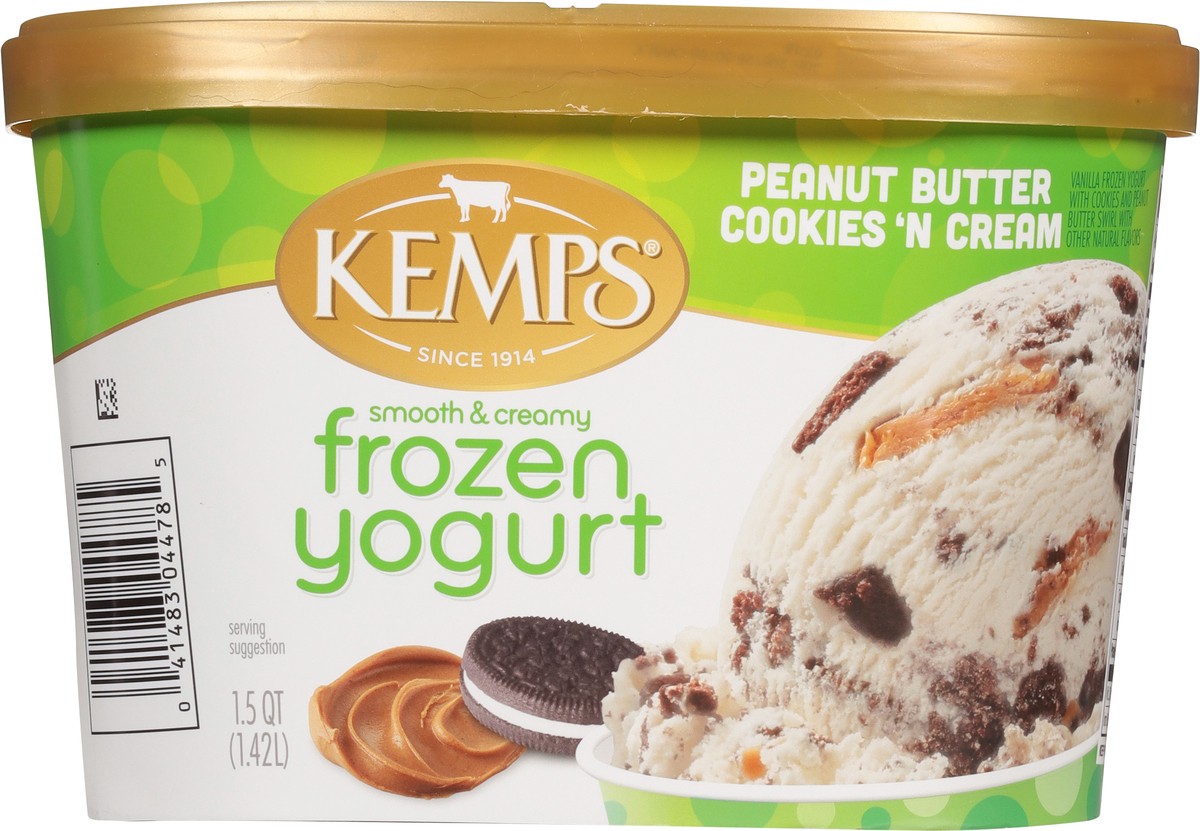 slide 6 of 12, Kemps Peanut Butter Fr0Zen Yogurt Cookies & Cream, 1.5 qt