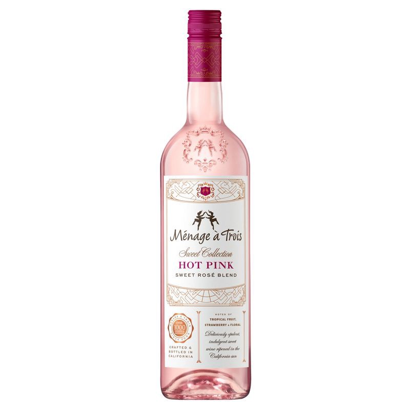 slide 1 of 6, Menage a Trois Ménage à Trois Sweet Collection Hot Pink Rose Wine - 750ml Bottle, 750 ml