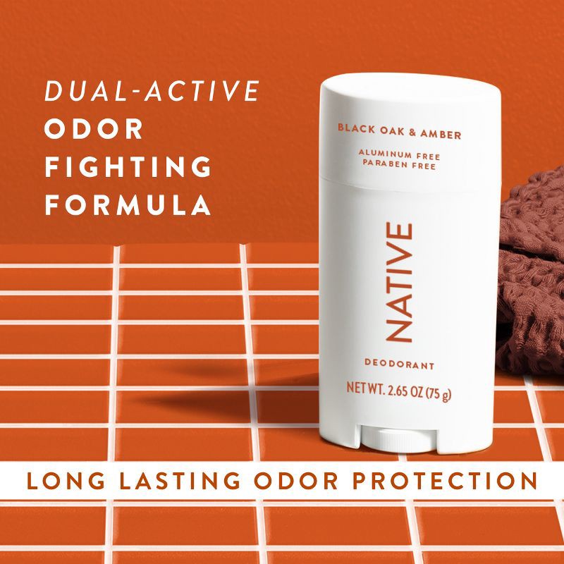slide 6 of 9, Native Deodorant for Men & Women - Black Oak & Amber - Aluminum Free - 2.65 oz, 2.65 oz